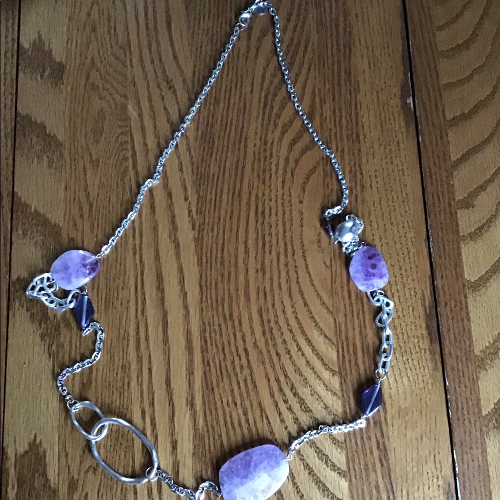 Laura Ashley Long SilverPurple Necklace 10$